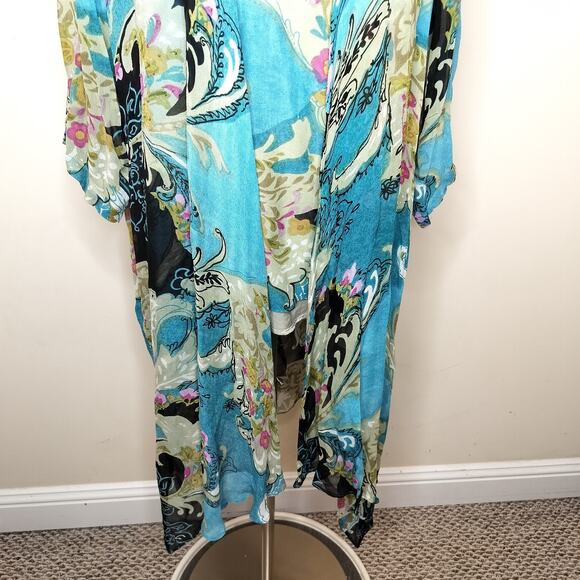 Ulla Popken Tank Jacket Set 16 / 18 Chiffon Floral Sheer Draped - Picture 5 of 12